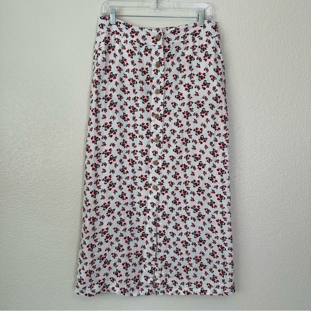 Cynthia Rowley White Maxi Skirt with Red Floral Print